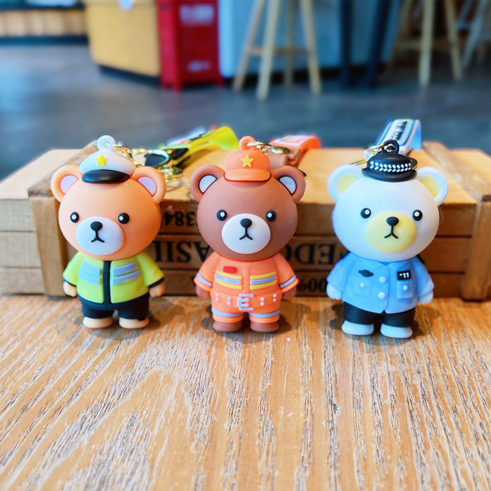 Wholesale Cartoon Bear 3D Soft Glue Keychain
